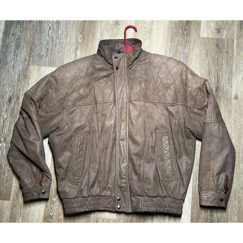 Men's Leather Bomber Jacket IOU size XL